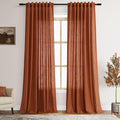2 Panels Terracotta Linen Curtains 105 inches Long by Nanspring