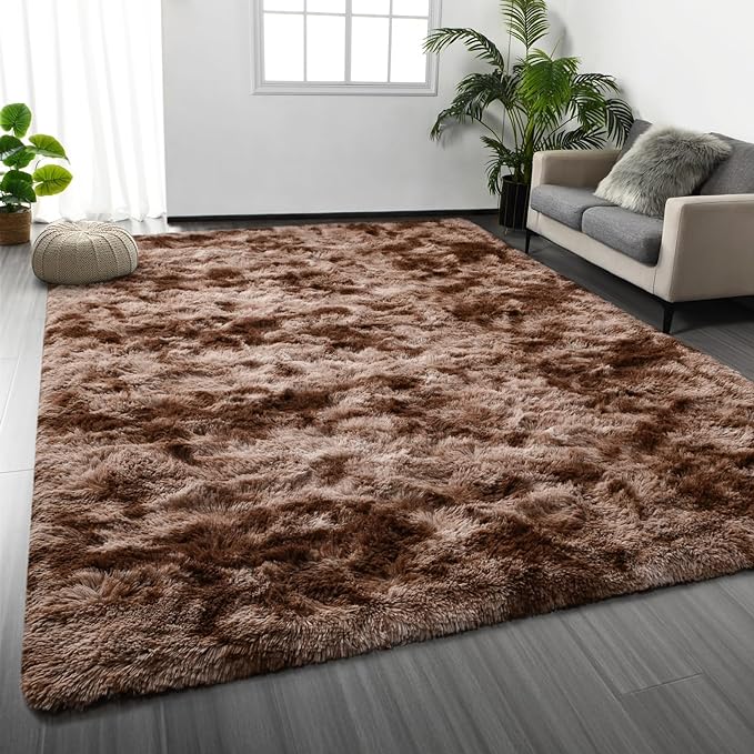 Deerhoo Large Shag Area Rugs 8 x 10, Tie-Dyed Plush Fuzzy Rugs by Deerhoo
