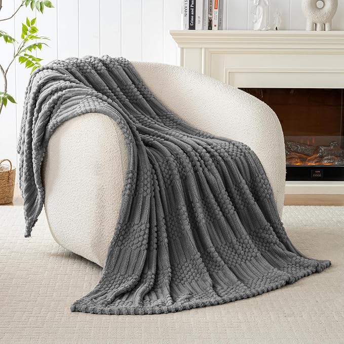 50x70 Inch Grey Throw Blanket - Image 5