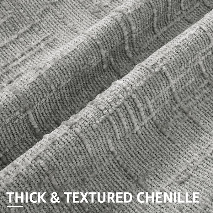 decorUhome Neutral Grey Chenille Throw Pillow Covers 20x20 Set of 2 Textured - Image 2