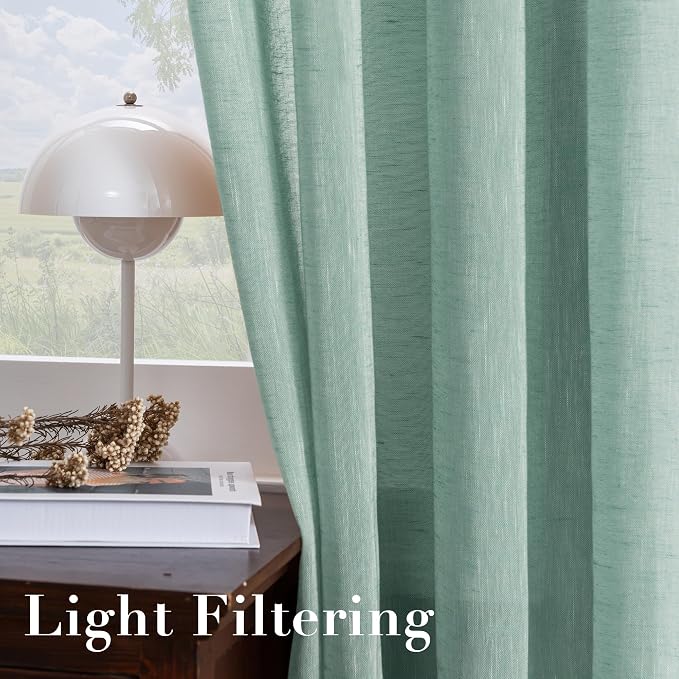 H.VERSAILTEX Linen Curtains Nickel Grommet Natural Linen Semi-Sheer Curtains 2 - Image 5