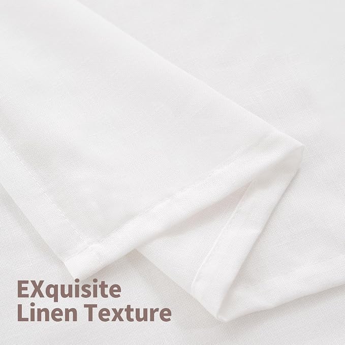 YoungsTex White Linen Semi Sheer Curtains 45 Inches Length - Image 9