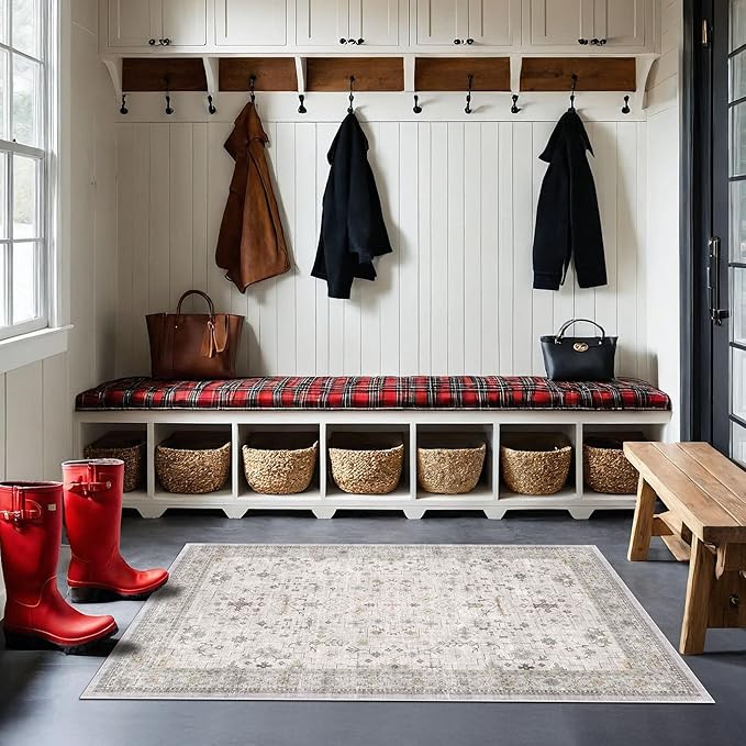 Light Grey 3x4 Large Boho Bathroom Rug - Image 3
