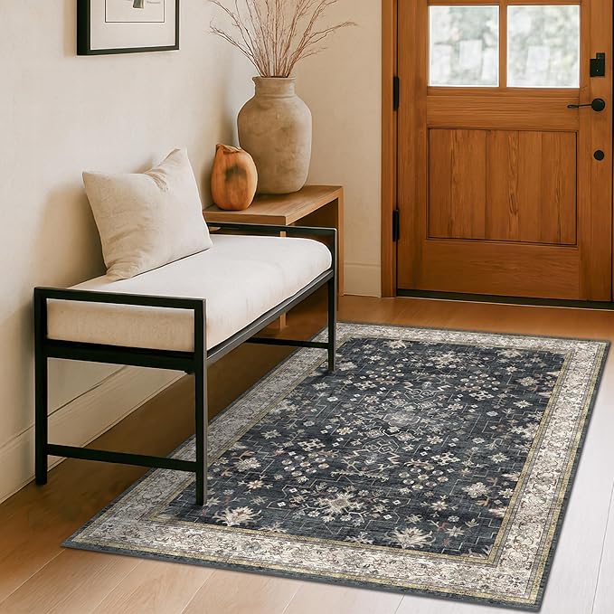Boho Washable 4x6 Entryway Rug by HazoHaus