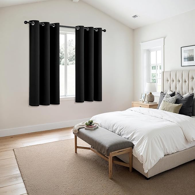 MIULEE Black Blackout Curtains for Bedroom Living Room 68 Inches Long 2 Panels - Image 6