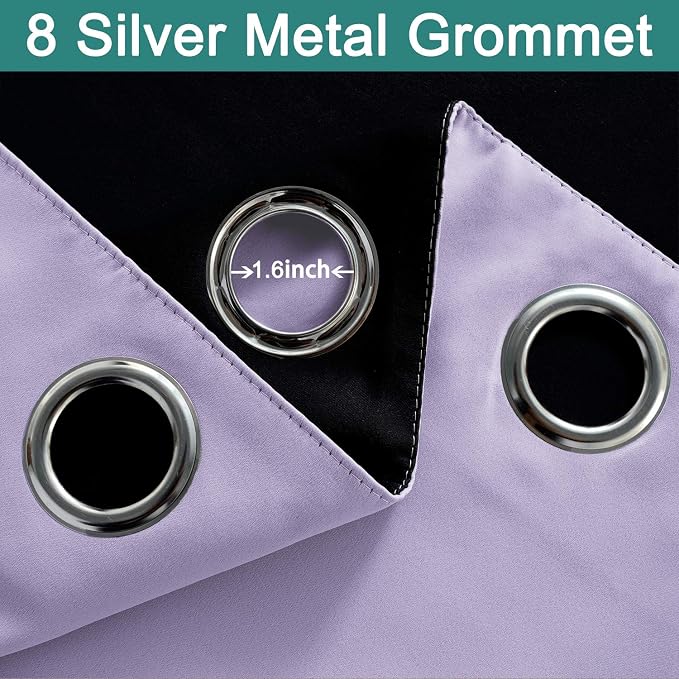 Yakamok 100% Blackout Thermal Insulated Grommet Curtains, Noise Reducing - Image 6