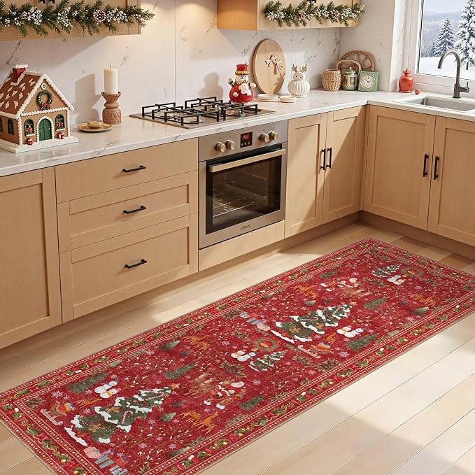 UERMEI Christmas Runner Rug for Hallway: 3x8 Neutral Modern Festive Low Pile - Image 3