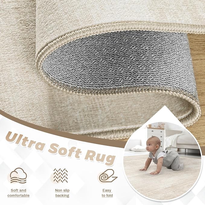 Area Rugs 9x12 for Living Room: Washable Rug Modern Abstract Neutral Soft - Image 4