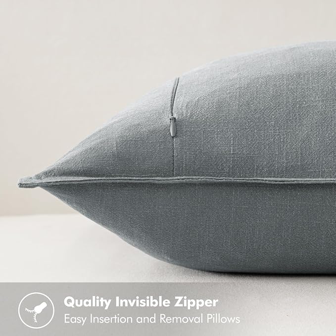 MIULEE Decorative Linen Euro Sham Pillow Covers 24x24 Gray ​Boho Farmhouse​ - Image 3