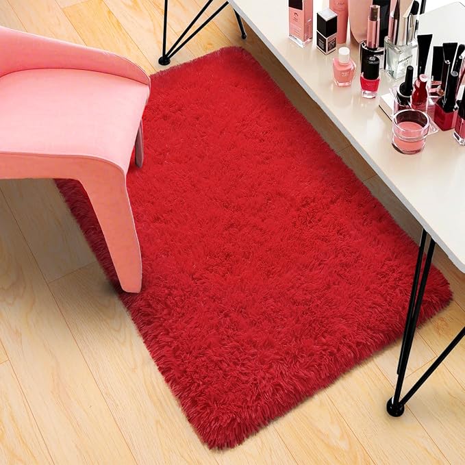 Pionblank Fluffy Small Rug for Bedroom 2x3 Feet, Shag Soft Area Rug for Bedside - Image 3