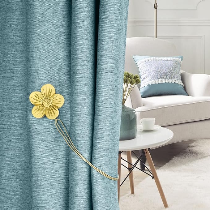 Lewondr Vintage Magnetic Curtain Tieback, 1 Pair Resin Flower Curtain Drapery - Image 7