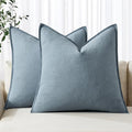 MIULEE Decorative Linen Euro Sham Pillow Covers 24x24 Blue Grey ​Boho by MIULEE