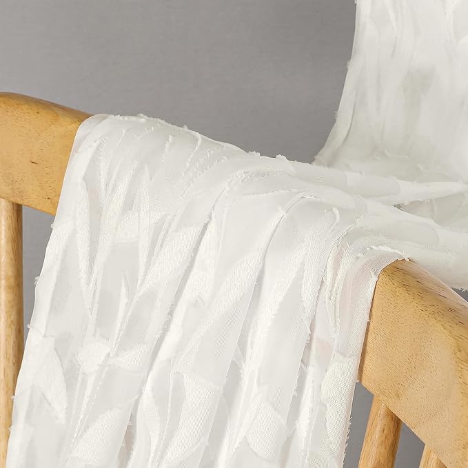Lecloud Leia 2 Panels Sheer Ivory Curtain 54 Inch Length, Light Reducing - Image 7