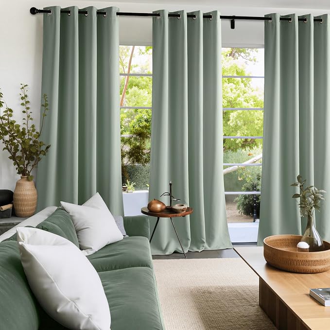 NICETOWN Room Darkening Draperies Curtains Panels, 2 Panels Sage Green W52 x - Image 3