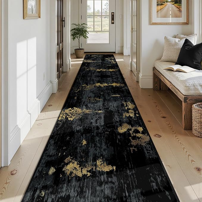 Washable Area Rugs 2'6'' x14 Non-Slip Modern Abstract Soft - Image 2