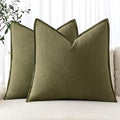 MIULEE Decorative Linen Euro Sham Pillow Covers 26x26 Inch Green ​Boho by MIULEE