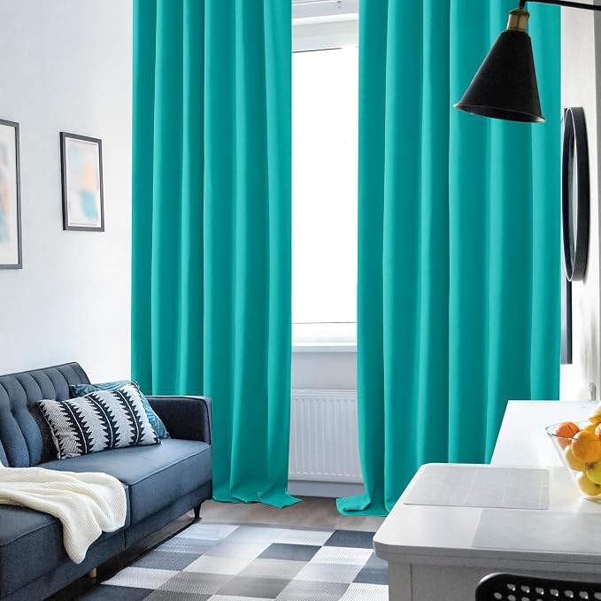 Deconovo Blackout Curtains, Thermal Insulated, W52 x L45 2 Panels, Back Tab - Image 4