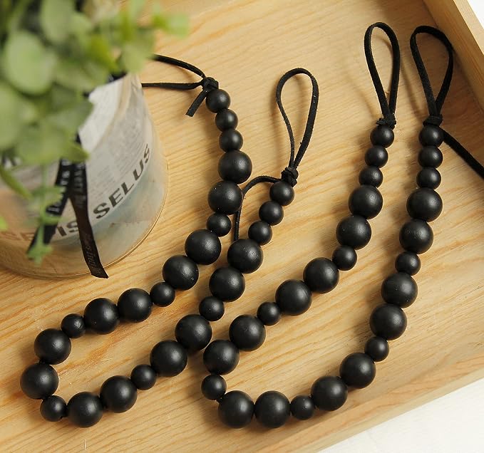 4 Pieces Wood Bead Curtain Tieback Boho Curtain Tiebacks Curtain Holdbacks - Image 2