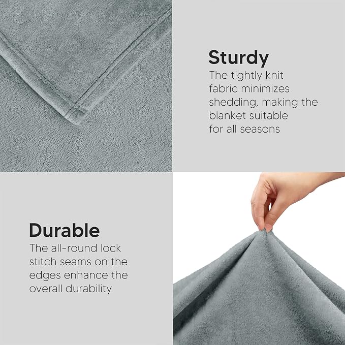 Utopia Bedding Soft Fleece Bed Blanket Throw Size Ash Grey | Microfiber Plush - Image 7