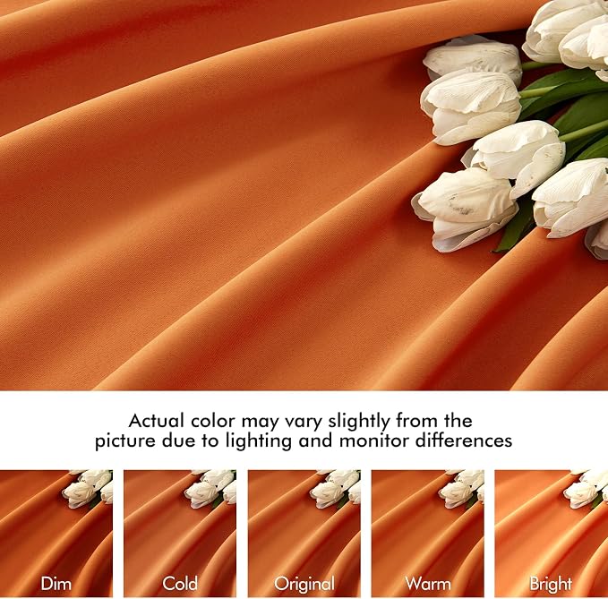 MIULEE Orange Back Tab Blackout Curtains 108 Inch Long 2 Panels Set - Image 8