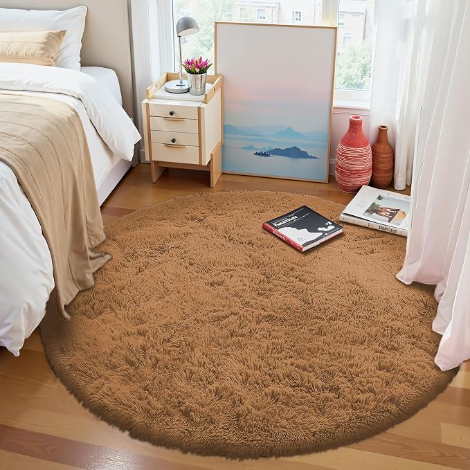OLANLY Khaki Round Rugs for Bedroom - Image 3