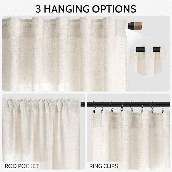 Nanspring Modern Linen Curtains 96 Inches Long - Image 2