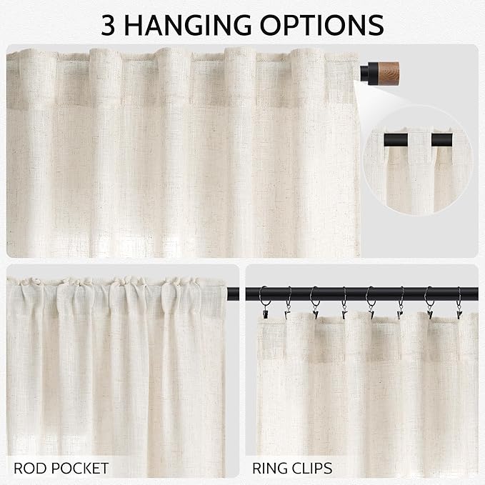 Modern Linen Curtains 108 Inches Long - Image 2