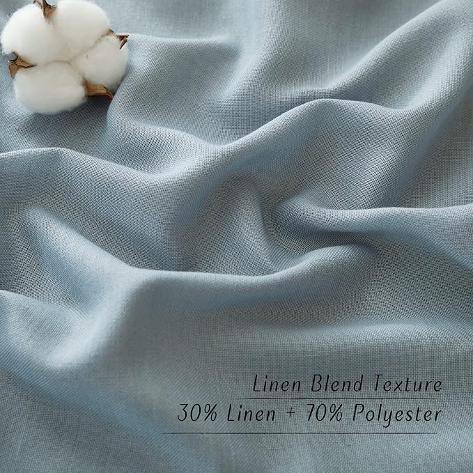 NICETOWN Linen Stone Blue Curtains 63 inch Length, Grommet Top Casual Semi - Image 4