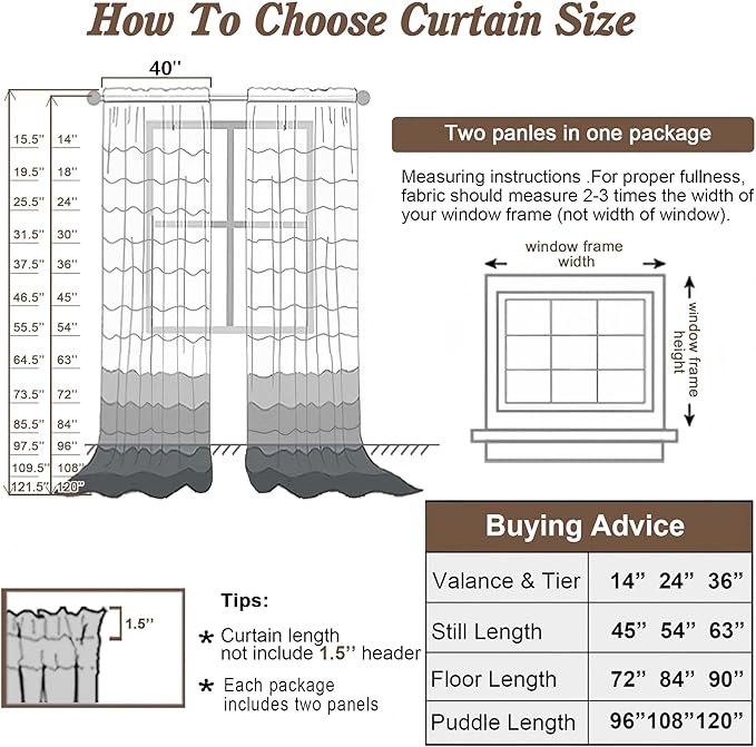 Chyhomenyc Taupe Sheer Curtains 84 Inches Long 2 Panels Set- Light Filtering - Image 5