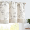 jinchan Linen Kitchen Valance for Windows 16 Inch Gray Floral Double Layer by JINCHAN