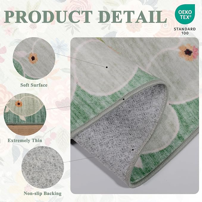 DUKINO 2x12 Washable Runner Rug, Non Slip Long Kitchen Runner Rug, Low Pile - Image 4