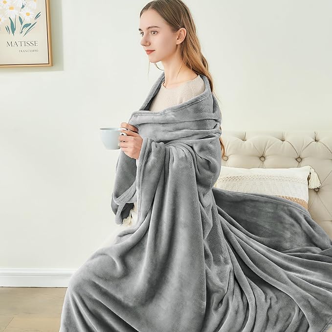 BEDELITE Fleece Blanket Grey Throw Blanket - Image 4