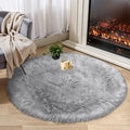 Ciicool Grey Fluffy Round Fur Area Rug by CIICOOLHomeDeco