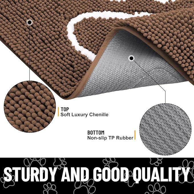 Smiry Dog Door Mat for Muddy Paws, Absorbent Dirt Trapper Non Slip Quick Dry - Image 4