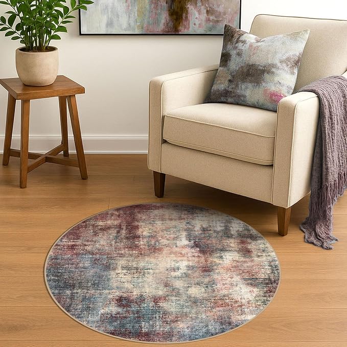 IOHOUZE Round Area Rug 3 Ft Circle Entryway Rugs Round Washable Door Mat Indoor - Image 2