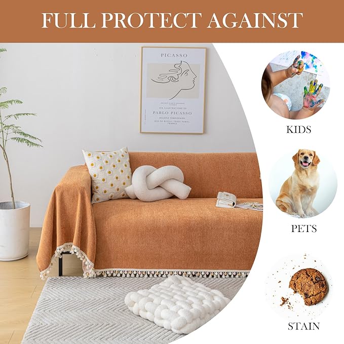 HANDONTIME Dark Orange Sofa Covers Couch Cover - Image 4
