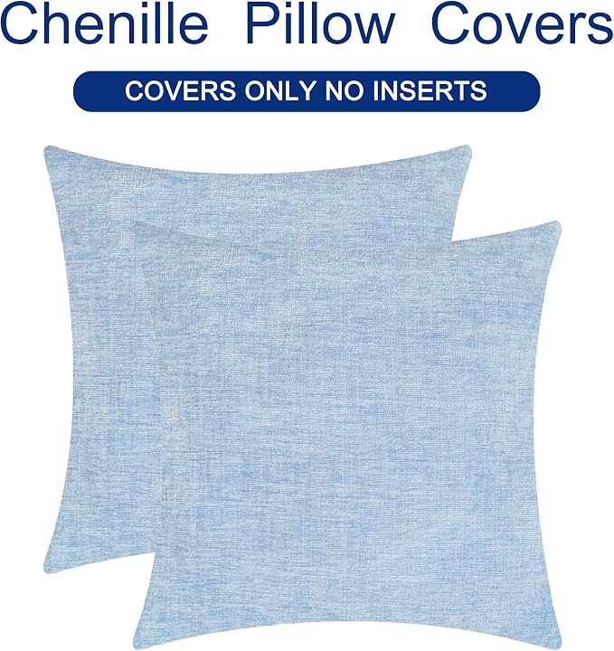 CaliTime Throw Pillow Covers Decorative 24 X 24 Inches Pack of 2 Cozy Chenille - Image 6