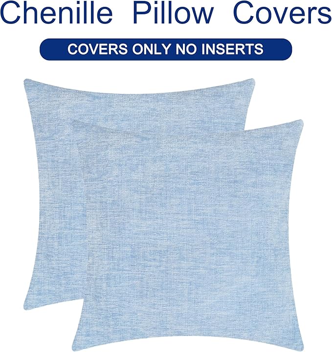 CaliTime Throw Pillow Covers Decorative 18 X 18 Inches Pack of 2 Cozy Chenille - Image 6