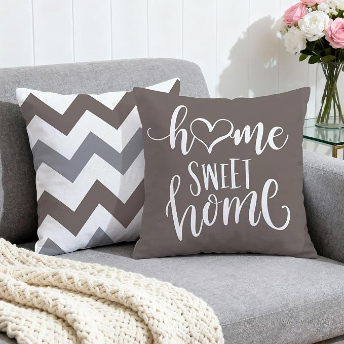 Hexagram Geometric Grey Pillow Covers 20x20 Set of 4, Decorative Outdoor Boho - Image 2