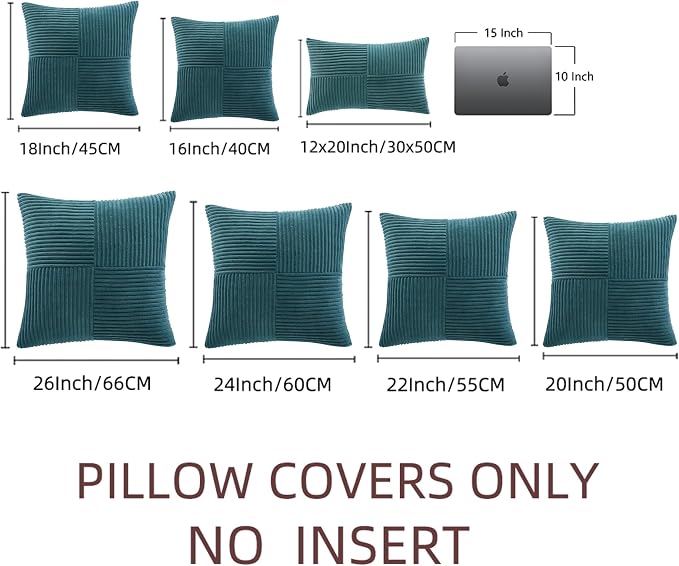 Fancy Homi 2 Packs Teal Decorative Throw Pillow Covers 16x16 Inch - Image 8