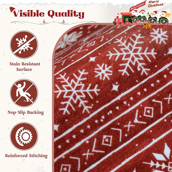 Christmas Runner Rug 2x6 Washable Rugs, Boho Christmas Tree Snowflake Rug - Image 6