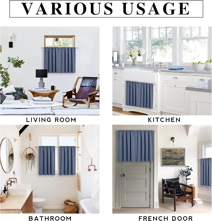RYB HOME Blackout Cafe Curtains 30 inch Length, Short Light UV Heat Blocking - Image 7