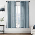 Light Blue Linen Curtains 63 Inches Long 2 Panel Sets by Nanspring