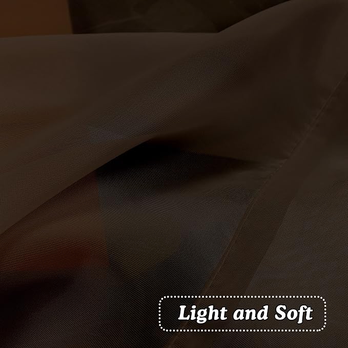 OVZME Brown Sheer Curtains 36 inches Long, Short Kitchen Window Treatment Solid - Image 5