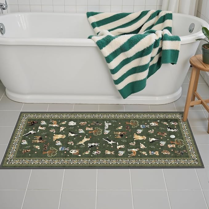 Dark Green Hallway Runner Rug 2x5 - Image 5
