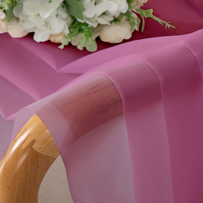 Simplebrand Hot Pink Short Sheer Curtains 45 Inch Length - Image 6