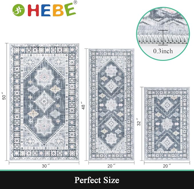 HEBE Boho Kitchen Rug Sets 3 Piece - Image 2
