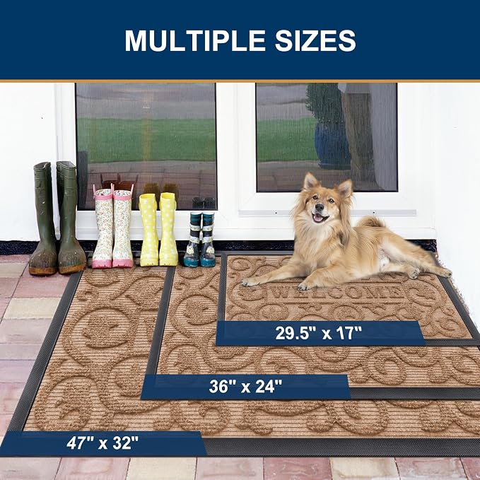 Smiry Welcome Door Mat Outside Entrance, Heavy Duty Trap Dirt and Moisture Easy - Image 2