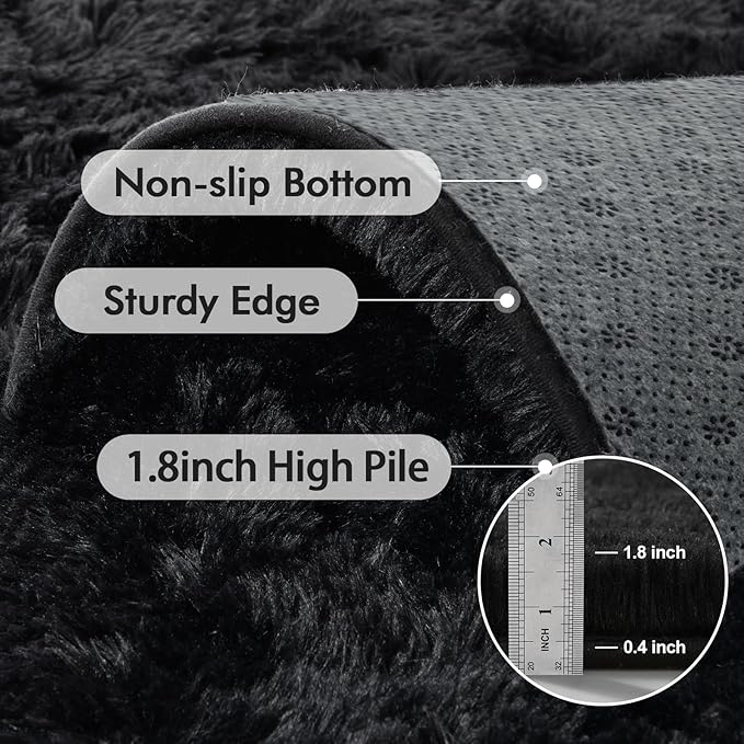4x6 Ft Shag Black Rugs for Bedroom Living Room, Ultra Soft Fluffy Furry Area - Image 6