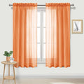 DWCN Sheer Orange Curtains 63 inch Length 2 Panels Set, Rod Pocket Solid Color by DWCN